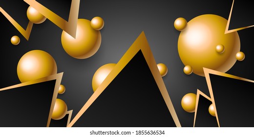 Abstract modern elegant Black and gray gradient shape with golden line. Geometric overlapping layer luxury style. Vector illustration. EPS10