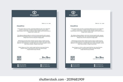 Abstract modern elegant blue letterhead design template isolated on white backgroud.