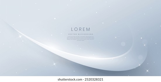 Abstractas fondo gris elegante moderno con líneas blancas de la curva. Concepto de diseño de lujo. Ilustración vectorial