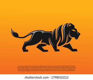 abstract modern Elegant walking lion logo symbol design illustration