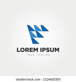 Abstract modern F letter airplane wings concept airline company vector logo icon