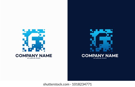 Abstract Modern F Pixel Initial logo designs vector template