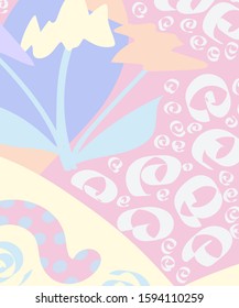 Abstract modern fashion vector illustration. Creative Doodle art background with different shapes and textures. Perfect for wrapping paper, card, poster, cover, invitation, brochure, label.