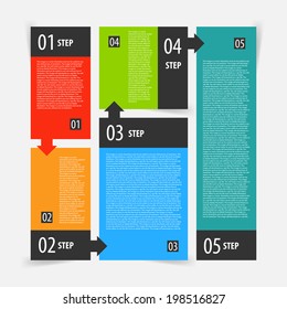 Abstract modern flat dark infographics options banner steps set. Vector illustration for presentation, ui, smartphones, web and games.