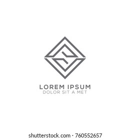 Abstract Modern Flat Square Logo Design Vector, Mono line illustration