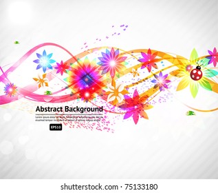 Abstract modern floral banner with flowers.