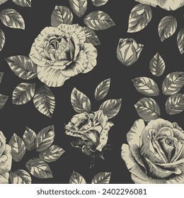 Resumen de diseño floral floral moderno sin fisuras con flor dibujada a mano al estilo Toile de jouy. Repetición de la elegancia retro. Diseño de vintage para tela, wallpap