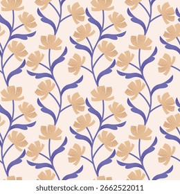 Abstractas patrón sin costuras de Vector texturizado de flores modernas. Patrón floral moderno. Patrón floral simple