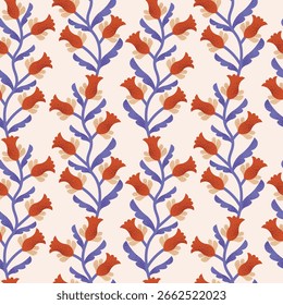 Abstract modern florals textured vector seamless pattern. Modern floral pattern. Simple floral pattern
