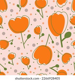 Abstract modern flowers illustration. Some flowers Hand drawn vector clip art set. Trendy vector illustration of plants. Pattern background and elements
