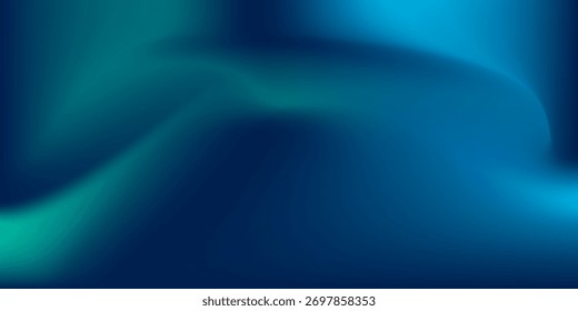 Fundo de fluxo moderno abstrato com gradientes de azul profundo, turquesa e azul escuro, mesclando-se em um padrão de onda suave e curvada, criando um apelo estético sereno e moderno para projetos