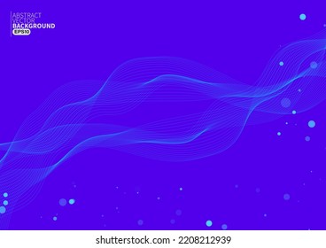 Abstract modern flowing line digital technology, smooth particle wave, big data techno design concept background wallpaper, vector eps 