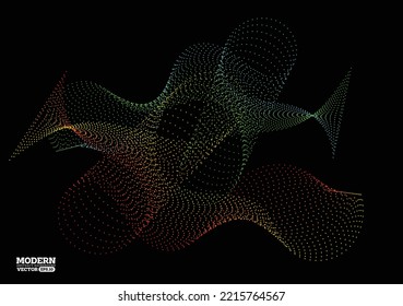 Abstract modern flowing line digital technology, particle wave,  big data technology. design concept for background and wallpaper, banner backdrop, flyers, report, brochure, website landing. vector 