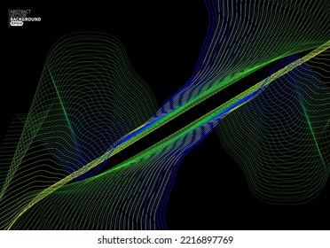 Resumen de la tecnología digital de línea de flujo moderna, onda de partículas, tecnología de grandes datos. concepto de diseño para fondo y fondo de pantalla, fondo de banner, volantes, folleto, aterrizaje de sitio web. vector 