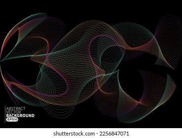 Abstract  modern flowing line digital technology, smooth particle wave, big data techno concept background wallpaper, Landing page website template, business presentation. Vector EPS