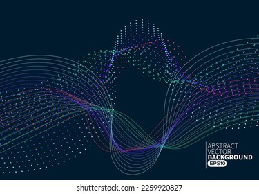 Abstract modern flowing line digital technology, smooth particle wave, big data techno concept background wallpaper, Landing page website template, business presentation. Vector EPS
