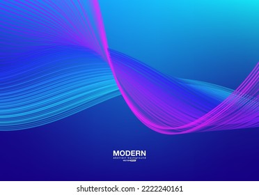 Abstract modern flowing line multi-color digital technology, particle wave,big data technology. design concept for background and wallpaper, banner backdrop, flyers, brochure, website landing. vector
