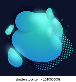 Abstract modern flowing liquid shapes design elements. Dynamical bright blue gradient colored banner