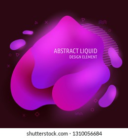 Abstract modern flowing liquid shapes design elements. Dynamical bright pink gradient colored banner