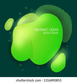 Abstract modern flowing liquid shapes design elements. Dynamical bright green gradient colored banner