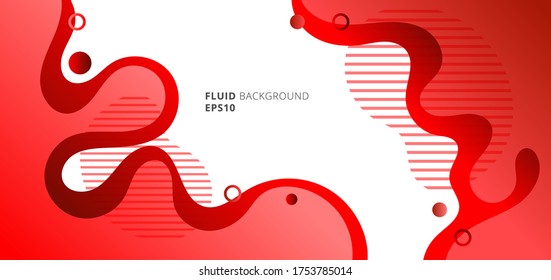 Abstract modern fluid or liquid red gradient colors with geometric elements on white background. Vector illustration
