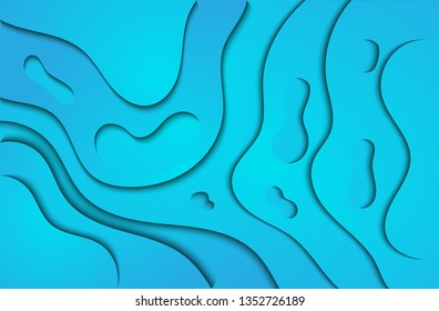 abstract modern fluid style background paper cut blue