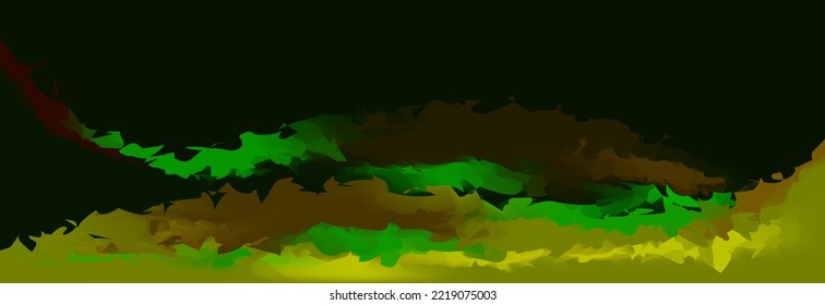 Abstract modern fluid Watercolor yellow brown green splash paint on black background. Colorful. Copy space. Ink water. Luxury royal backdrop. Color gradient. Landscape card design. Climate change. VR