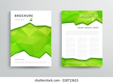 Abstract modern flyer or brochure design templates with bright green geometric triangular background