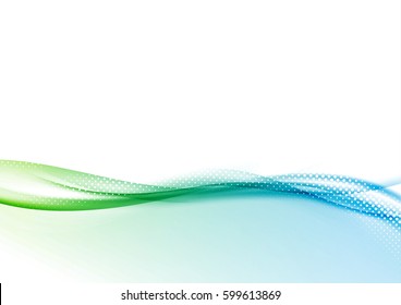 Abstract modern folder layout with wave background. Dotted with white particle green to blue gradient swoosh. Vector illustration