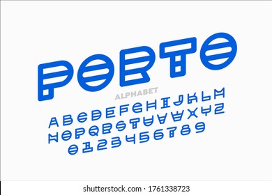 Abstract modern font, alphabet letters and numbers vector illustration