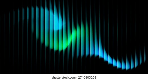 abstract modern in the form of a row of glowing vertical lines on a pitch black background. The light is blue