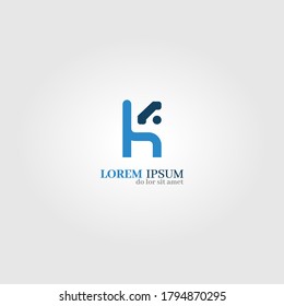 abstract modern furniture initial H or K logotype. chair and phone icon concept.