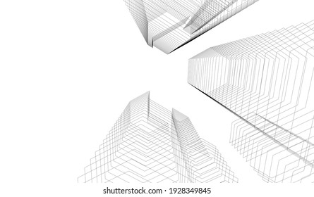 abstract modern futuristic city architecture vector 3d illustration