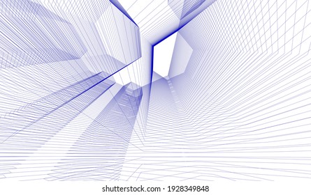 abstract modern futuristic city architecture vector 3d illustration