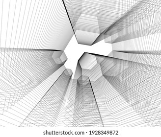 abstract modern futuristic city architecture vector 3d illustration