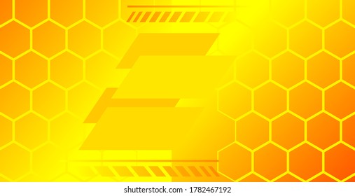 Abstract modern futuristic hipster background graphics. Yellow background with lines and hexagon geometry and honey -Vector illustrations