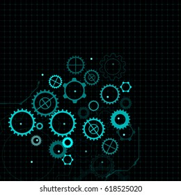 Abstract Modern Gear Wheel Technology Moving Concept Vector Background