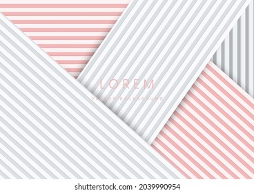 Abstract modern geometric backdrop background with textured white and pink paper layers. Vector illustration