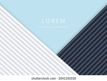 Resumen del fondo geométrico moderno con capas de papel blanco y azul texturadas. Ilustración del vector