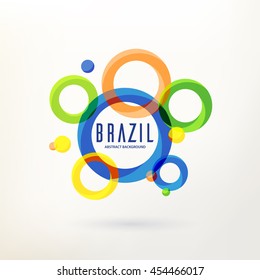 Abstract modern geometric background. Circular ornament, geometric pattern in Brazil color concept. Logo design for your projects. Template for cover advertising banner, poster. Vector illustration