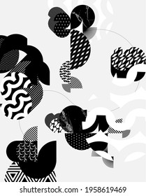 Resumen del fondo geométrico moderno. Composición de círculos estampados y texturados	