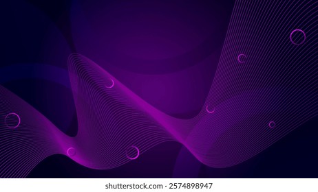Abstract modern geometric background with dark blue and black tones. The background features smooth, flowing wave. Minimal abstract wavy gradient vector background