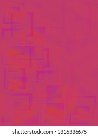 Abstract modern geometric background design with copy space. Composition of pink and purple overlapping transparent squares and lines for design project. Jpg and Vector illustration EPS10, editable. 