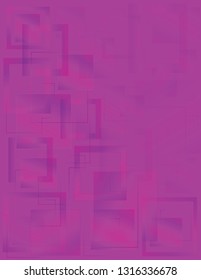 Abstract modern geometric background design with copy space. Composition of pink and purple overlapping transparent squares and lines for design project. Jpg and Vector illustration EPS10, editable. 