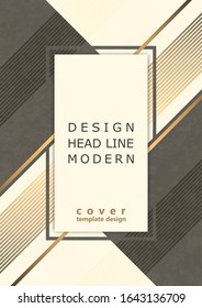 Abstract modern geometric background. Dynamic gold diagonal stripes. Minimal design. Template for brochure, print, advertisement, magazine, poster, magazine, flyer, annual report. Vector design