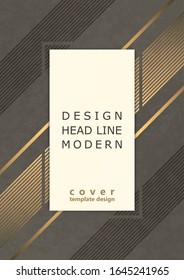Abstract modern geometric background. Dynamic gold diagonal stripes. Minimal design. Template for brochure, print, advertisement, magazine, poster, magazine, flyer, annual report. Vector design