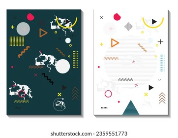 Abstrakter, moderner geometrischer Hintergrund. Minimale geometrische Formen Farbenfrohe Moderne. Gilt für Banner, Plakate, Poster, Flyer.