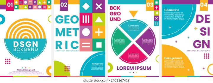 Abstract modern geometric background. Set of 4 modern simple background vector illustration flat style. Suitable for poster, cover, ads, social media banner, or flyer
