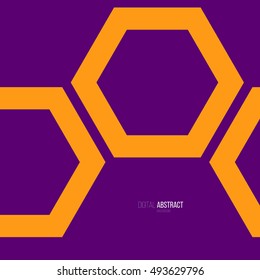 Abstract modern geometric background. Simple shapes for design projects. Vector illustration. Orange hexagon.