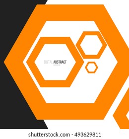 Abstract modern geometric background. Simple shapes for design projects. Vector illustration. Orange hexagon.